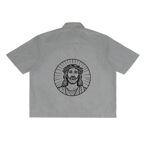 LAVERN LOBBY-LAVE+JESUS PIECE-Oversized Vertical Stripe Boxy Shirt