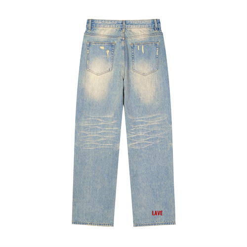 LAVERN LOBBY -LAVE-Sun Fade Raw Hem Denim Jeans